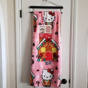 Hello Kitty Gingerbread Christmas Pink Holiday Plush Throw Blanket  50x70 NWT